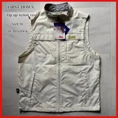 【未使用タグ付き】 ファーストダウン ジップアップナイロンベスト Y2K テック