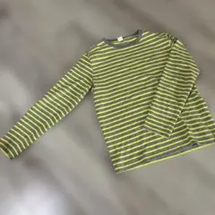 TOMMY グレー/イエロー ストライプ 長袖カットソー M