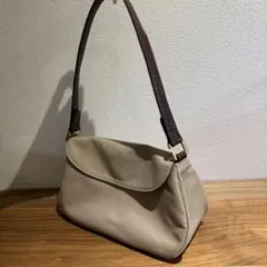 ベージュ ナイロン　レザー　ハンドバッグ