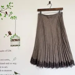 gerard darel /裾レースプリーツスカート カシミヤ混ウール ブラウンのサムネイル