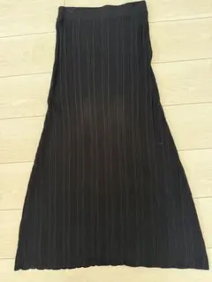 リブニット ロングスカート タイト ブラック