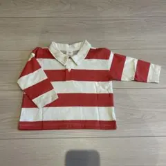 H&M 赤白ストライプ 長袖ポロシャツ