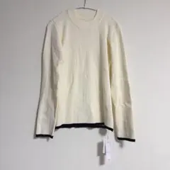 【新品】袖口ボタン配色ハイネックリブニット