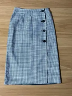 【anySIS】チェック柄スカート タイトスカート ボタンデザイン サイズ2/M