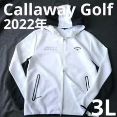 【キャロウェイ】2022年ダンボールニット 長袖ジップパーカー 白黒 3L