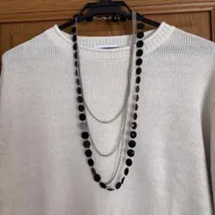 ブラックビーズ ロングネックレス