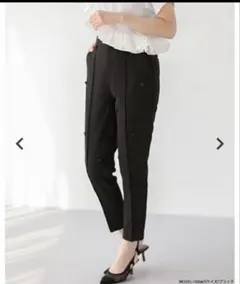 【極美品】フィットモア ハートモチーフテーパードパンツ ブラックM