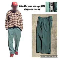 80s90s euro vintage OPTIzip green slacksのサムネイル