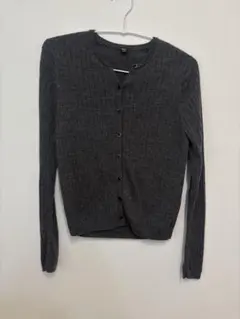 ユニクロ　ダークグレー リブ編み カーディガン