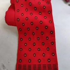 赤花柄刺繍 半幅帯