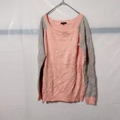 美品✨️ t/o 【L】 ピンク グレー 長袖 セーター ニット シンプル 冬服