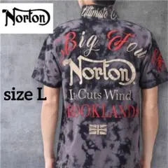 【Norton ノートン】 ムラ染め 刺繍ロゴ 半袖 ポロシャツ L