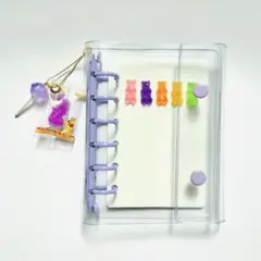 no105 A7透明フォルダシール帳 チャーム&ぷにクマグミシール&台紙セット