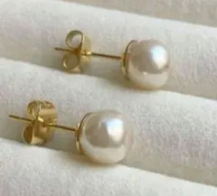 8mm 淡水パール ピアス ゴールドピアス 上品 結婚式 二次会シンプル