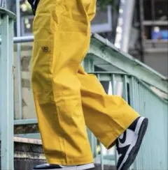 that's Lifeワイドパンツ　黄色　ダブルニーワークパンツ　M イエロー
