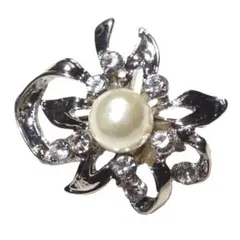 花　ラインストーン　人工真珠　ピンブローチ　ピンバッジ　バッジ　ラペルピン　③