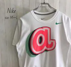 ナイキ☆スウッシュロゴ　半袖　Tシャツ ビッグプリントロゴ　古着　NIKE　M