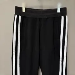 ロキシー　ストレッチジョガーパンツ(L)ブラックサイドロゴライン　ウエストゴム