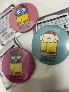 ハローキティ展　缶バッジ　50周年　3個セット　ポムポム　ばつ丸　ハンギョドン