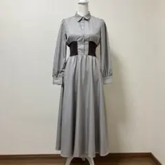 ナチュラルビューティーベーシック　ロングワンピース 春　千鳥柄　上品　素敵