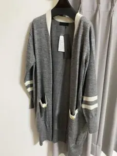 グレー ストライプ カーディガン