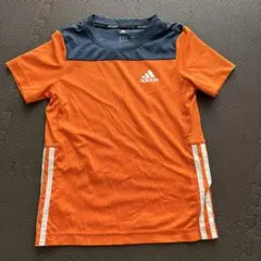 adidas climalite Tシャツ 7-8Y オレンジ/ネイビー