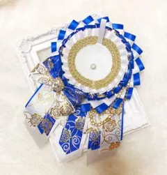 910 ハンドメイド 痛ロゼット ホワイト ブルー