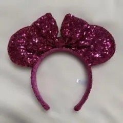 ディズニー 耳型カチューシャ　ピンク スパンコール
