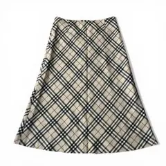 バーバリーロンドン ノバチェック フレアスカート 42XLサイズ 大きめ ウール