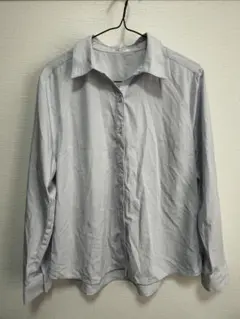 Honeys 長袖シャツ Lサイズ 水色 ストライプ レディース