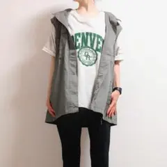 niko and…ニコアンド カレッジロゴワイドTシャツ グレー Lサイズ