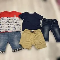 男の子 保育園着 まとめ売り 半袖 Tシャツ ハーフパンツ 100cm