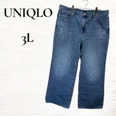 SS44【UNIQLO】大きいサイズ/ストレートデニム/コットン/ブルー/3L