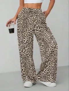 【新】ストレートパンツ レオパード柄 ノーブランド