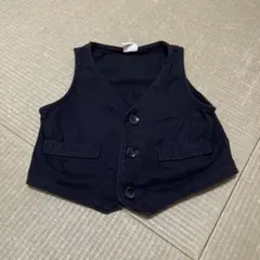 黒い綿100%ボタン付きベスト