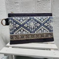インド刺繍リボン.ハンドメイド.ポーチ