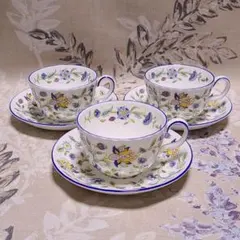 ミントン　ハドンホールブルー　カップ　ソーサー　3客
