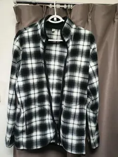 UNIQLO ブラック/ホワイト チェックネルシャツ L