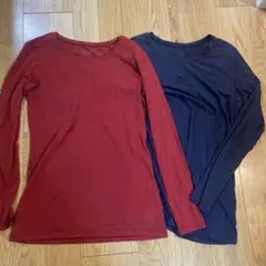 HEATTECH 長袖Tシャツ 2枚セット M 赤・紺