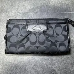 【訳あり】COACH コーチ シグネチャー 長財布 ポーチ ブラック 黒のサムネイル