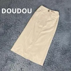 美品　DOUDOU　ドゥドゥ　スエードポンチスカート　M　アイボリー　ロング