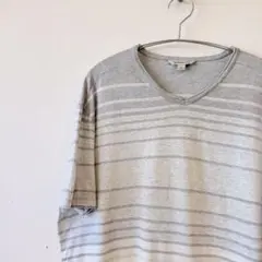 Calvin Klein Jeans ボーダー Vネック Tシャツ L B-8