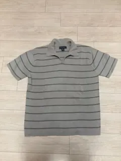 BANANA REPUBLIC グレー ストライプ ポロシャツ　ボーダーシャツ