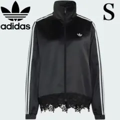 adidas サテン水玉TTトラックトップ ドット柄 ブラック ジャージ