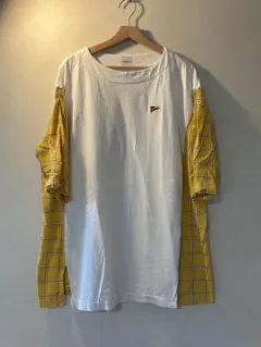 Anne's pocket 切替 半袖 Tシャツ チェック柄