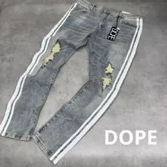DOPE スキニーデニム サイドライン ダメージ加工 サイズXL 新品　Y2Kのサムネイル