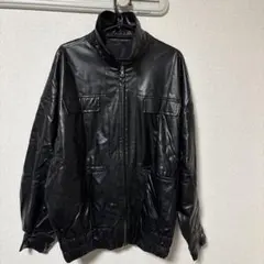 レザー ジップアップジャケット ブラック