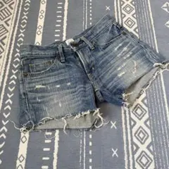 マウジー　ダメージデニムショートパンツ 平成　カジュアル ブルー