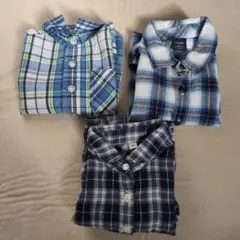 まとめ売り チェック柄 長袖シャツ 3枚セット 95cm未満