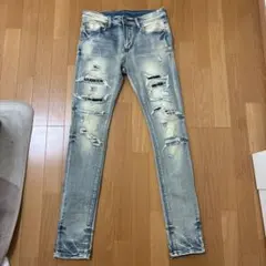 mnml X214 ダメージ加工 スキニーデニムパンツ ライトブルー 30インチ 